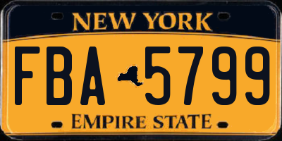 NY license plate FBA5799