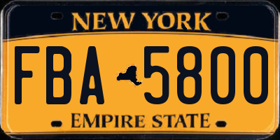 NY license plate FBA5800