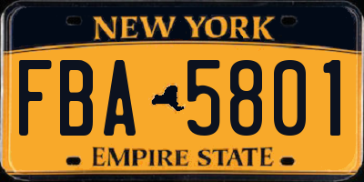 NY license plate FBA5801