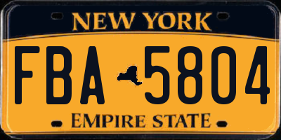 NY license plate FBA5804