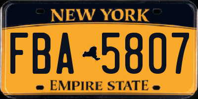 NY license plate FBA5807