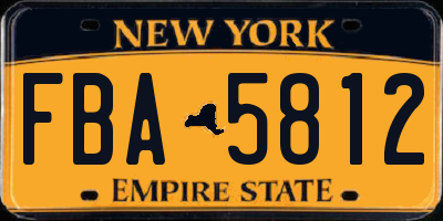 NY license plate FBA5812