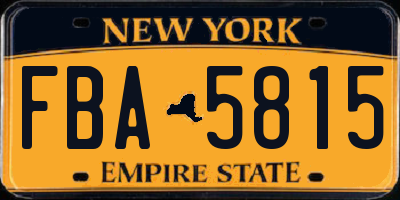 NY license plate FBA5815