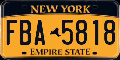 NY license plate FBA5818