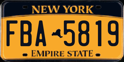 NY license plate FBA5819