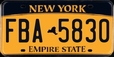 NY license plate FBA5830