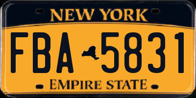 NY license plate FBA5831