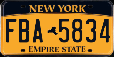 NY license plate FBA5834