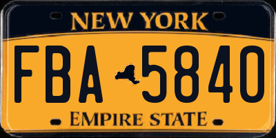 NY license plate FBA5840