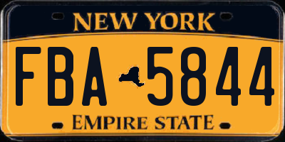 NY license plate FBA5844