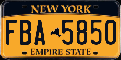 NY license plate FBA5850