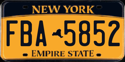 NY license plate FBA5852