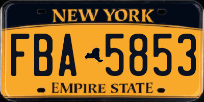 NY license plate FBA5853