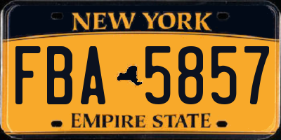 NY license plate FBA5857