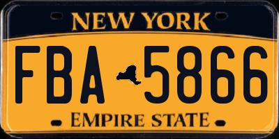 NY license plate FBA5866