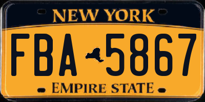 NY license plate FBA5867