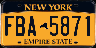 NY license plate FBA5871