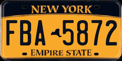 NY license plate FBA5872