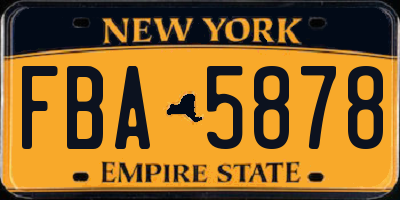 NY license plate FBA5878
