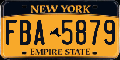 NY license plate FBA5879