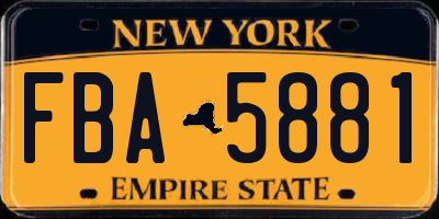 NY license plate FBA5881