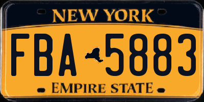NY license plate FBA5883