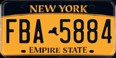 NY license plate FBA5884