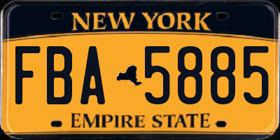 NY license plate FBA5885