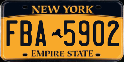 NY license plate FBA5902