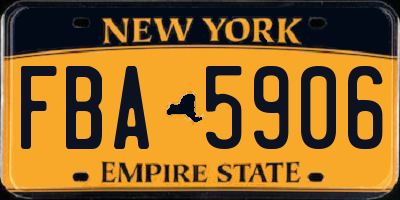 NY license plate FBA5906