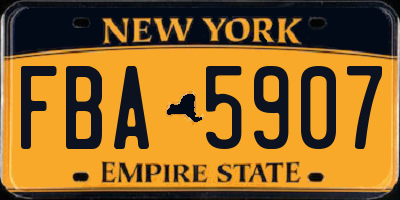 NY license plate FBA5907
