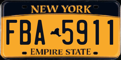 NY license plate FBA5911