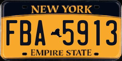 NY license plate FBA5913