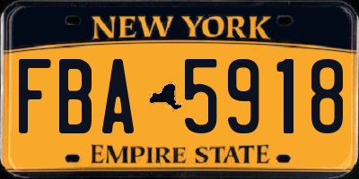 NY license plate FBA5918