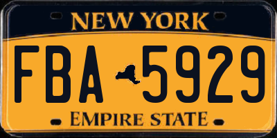 NY license plate FBA5929