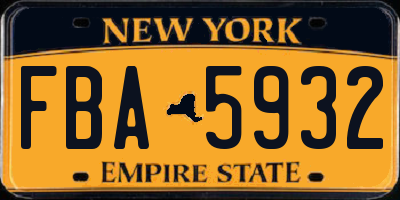 NY license plate FBA5932
