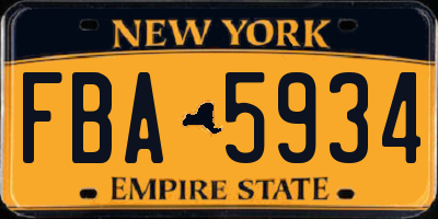 NY license plate FBA5934