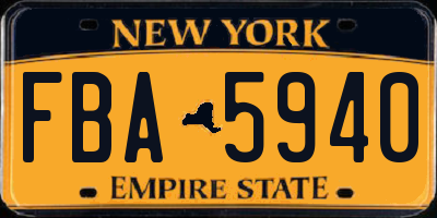 NY license plate FBA5940