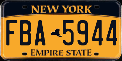NY license plate FBA5944