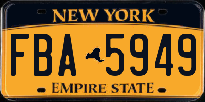 NY license plate FBA5949
