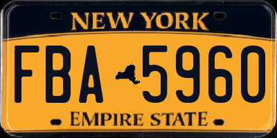 NY license plate FBA5960