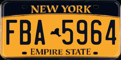 NY license plate FBA5964
