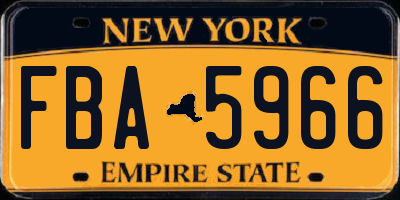 NY license plate FBA5966