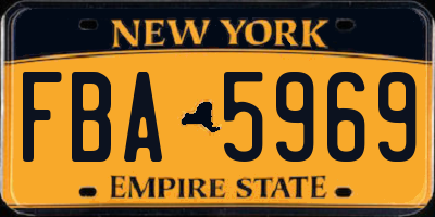 NY license plate FBA5969