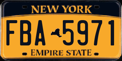 NY license plate FBA5971