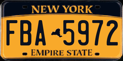 NY license plate FBA5972