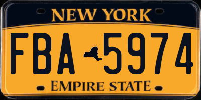 NY license plate FBA5974