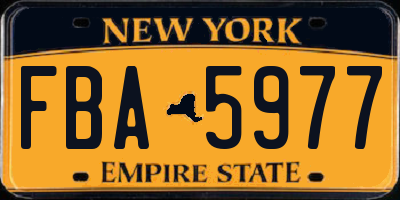 NY license plate FBA5977
