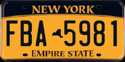 NY license plate FBA5981