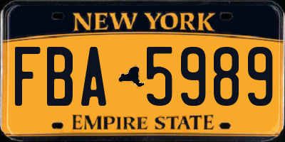 NY license plate FBA5989